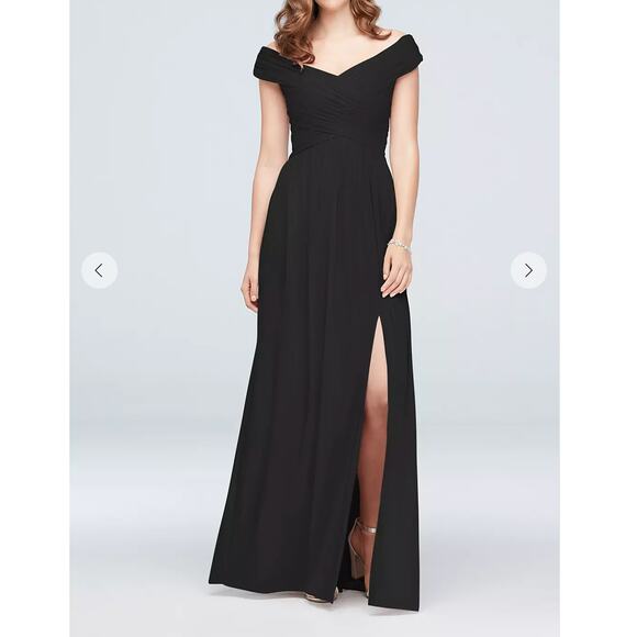 David's Bridal Dresses & Skirts - Davids Bridal Crisscross Off-the-Shoulder Mesh Dress